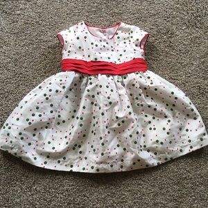 Cream/Off White Dress with Red & Green Polka Dots